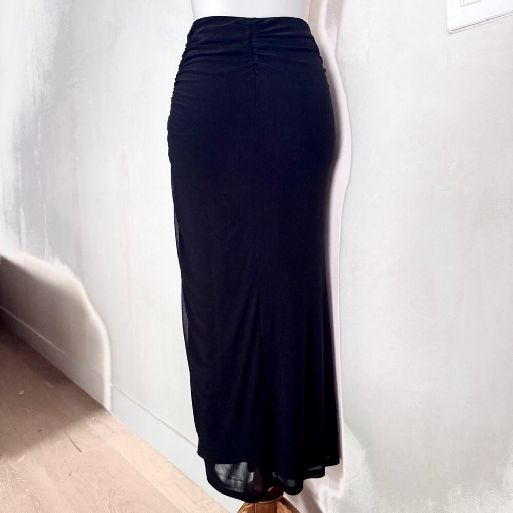 House of Harlow 1960 Black Ruched Mesh MIDI Skirt size XS - Picture 3 of 10